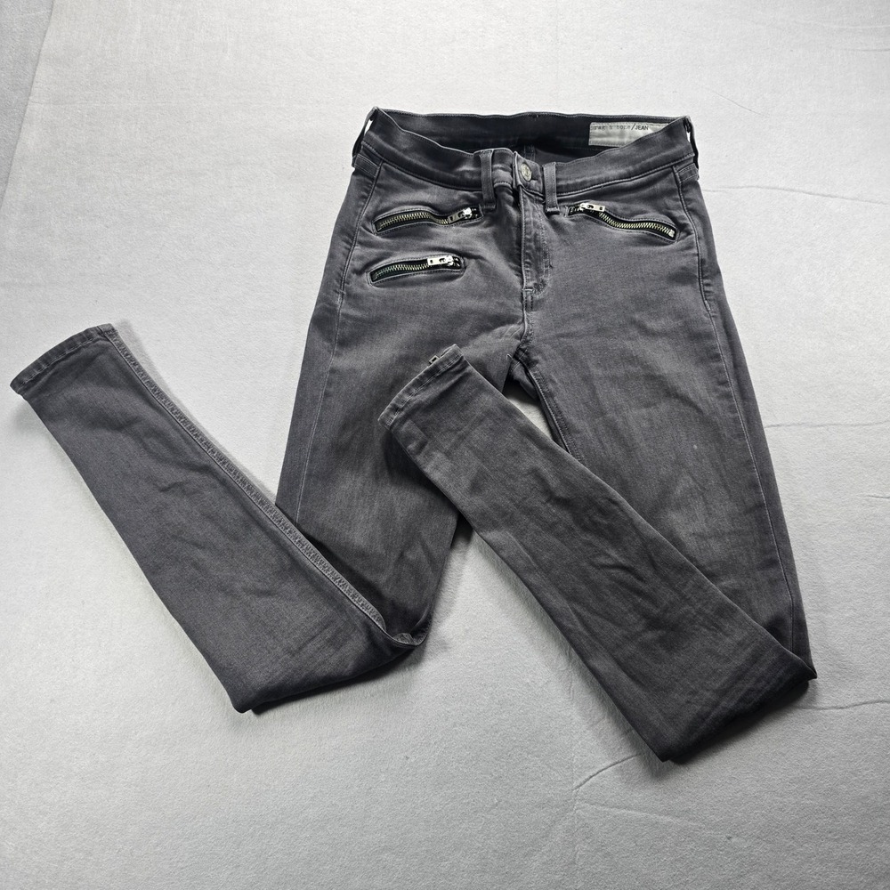 Rag & Bone Jean Kids Seattle Grey Moto Zipper Skinny Jeans Size 27 W1522I769SEA